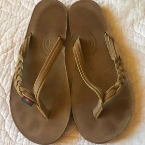 New Rainbow Leather Flip Flops